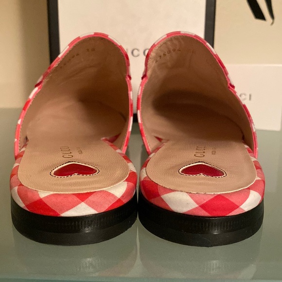 NIB GUCCI Red Gingham Princetown MULES Slides/Loafer Flats sz 7-7.5 US/38 ITALY - Picture 6 of 13